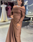 Sienna Royal Off-the-Shoulder Long Sleeve Gown
