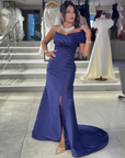 Ocean Off-the-Shoulder Ruched Gown with