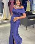 Ocean Off-the-Shoulder Ruched Gown with