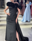 Onyx Jewel-Neck Halter Gown with Open Back