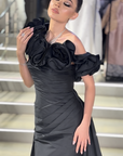 Onyx Jewel-Neck Halter Gown with Open Back