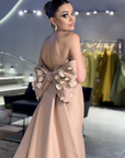 Azure Royal Gown with Draped Sleeves and Cape