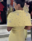 Aurora High-Neck Long Sleeve Gown with Sculpted Draping