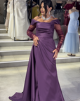 Emerald High-Neck Gown with Front Ruched Draping (Copy)