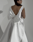 Ocean High-Neck Gown with Side Draped Accents