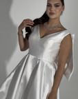 Ocean High-Neck Gown with Side Draped Accents