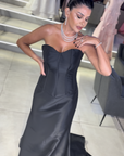 Emerald Prestige High-Neck Gown with Pleated Wrap Bodice