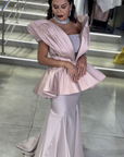 Onyx Black High-Neck Gown with Royal Wrap Pleats