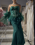 Ivory Royal High-Neck Gown with Pleated Wrap Detail