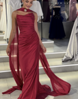 Draped Evening Gown with Royal Cape