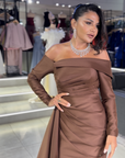 Sienna Royal Off-the-Shoulder Long Sleeve Gown
