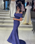 Ocean Off-the-Shoulder Ruched Gown with
