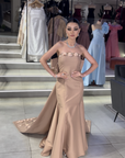 Azure Royal Gown with Draped Sleeves and Cape