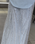 Emerald V-Neck Wrapped Gown with Pleated Bodice