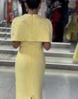 Aurora High-Neck Long Sleeve Gown with Sculpted Draping