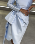 Lilith Black Gown with Puff Sleeves and High Slit