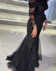 Rose High-Neck Gown with Ruched Waistline