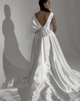 Ocean High-Neck Gown with Side Draped Accents