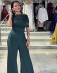 Espresso High-Neck Gown with Royal Wrap Pleats