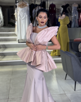Onyx Black High-Neck Gown with Royal Wrap Pleats